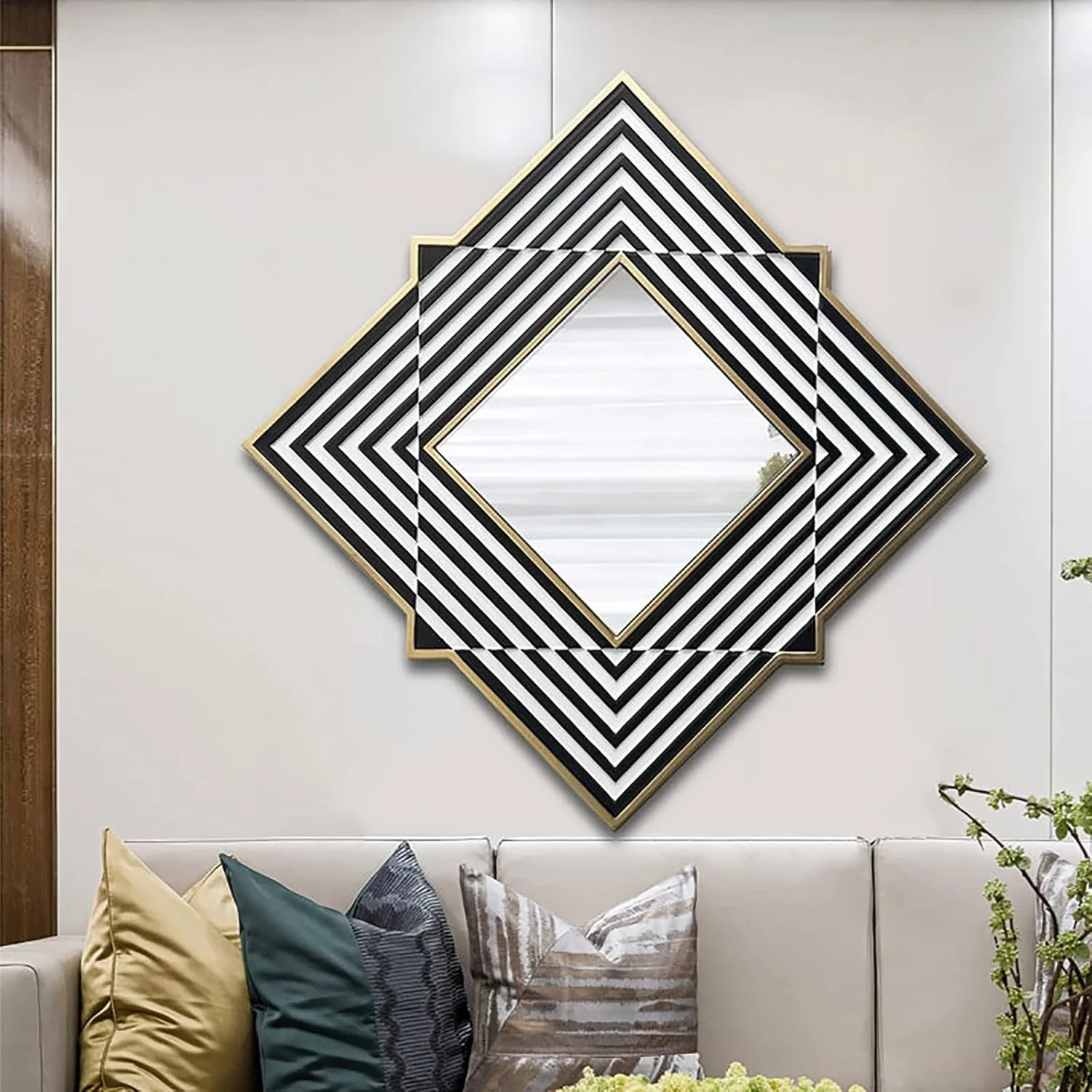 Creative Wall Hanging Decorative Mirror with Lamp for Home Décor