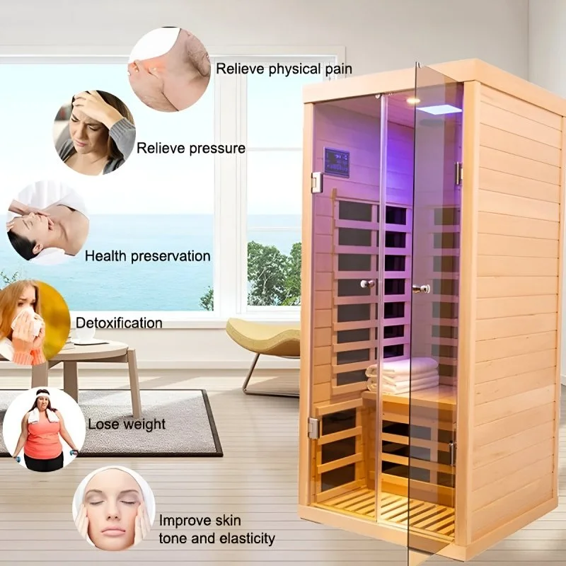 Luxury 1-Person Infrared Sauna with Ultra-Low EMF, App & LCD Controls