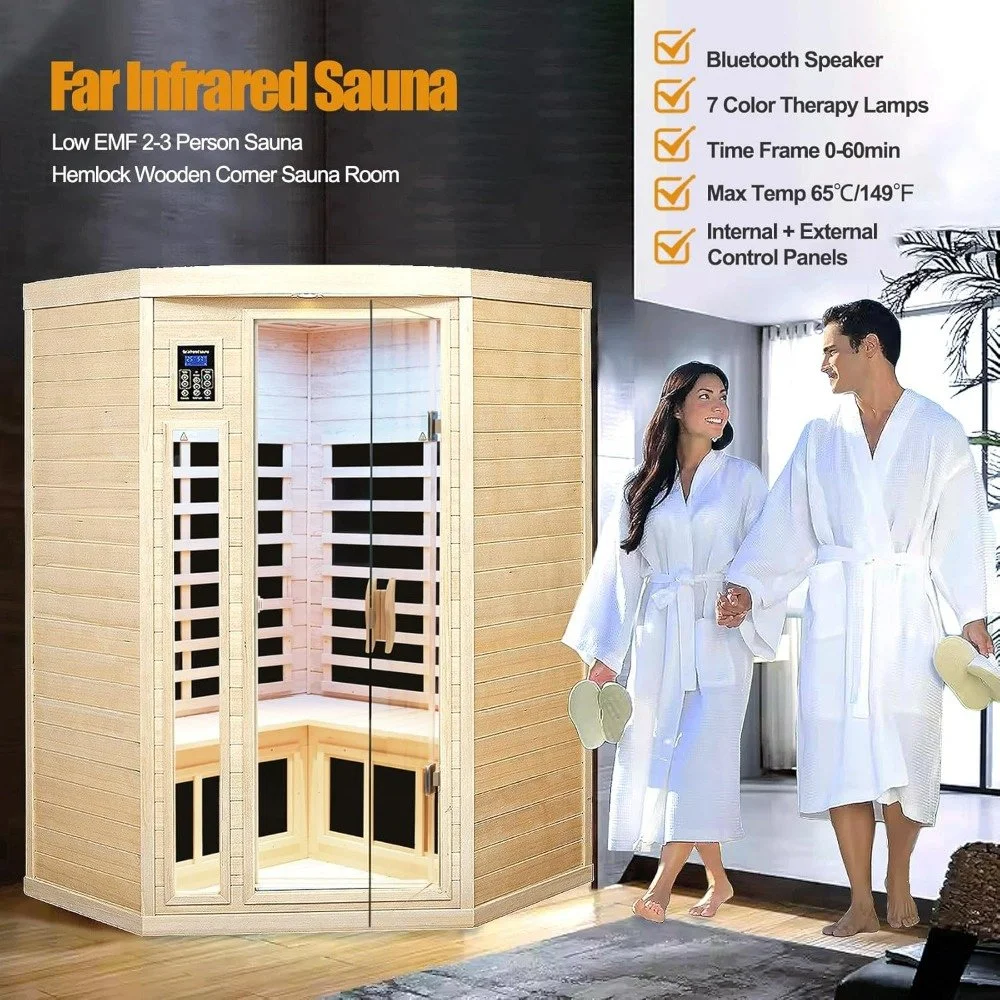 Far Infrared Wooden Sauna Room for 2-3 Person Home Use