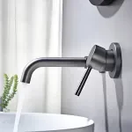 Modern Black Wall-Mounted Bathroom Faucet with Sleek Brass Design