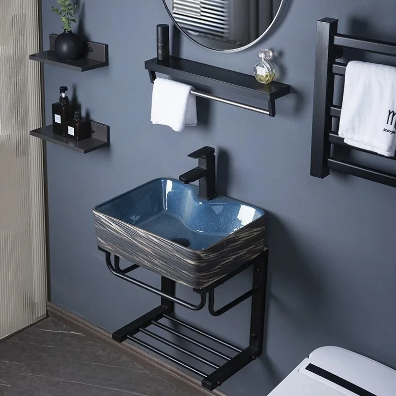 Wall-Mounted Ceramic Sink with Stainless Steel Stand