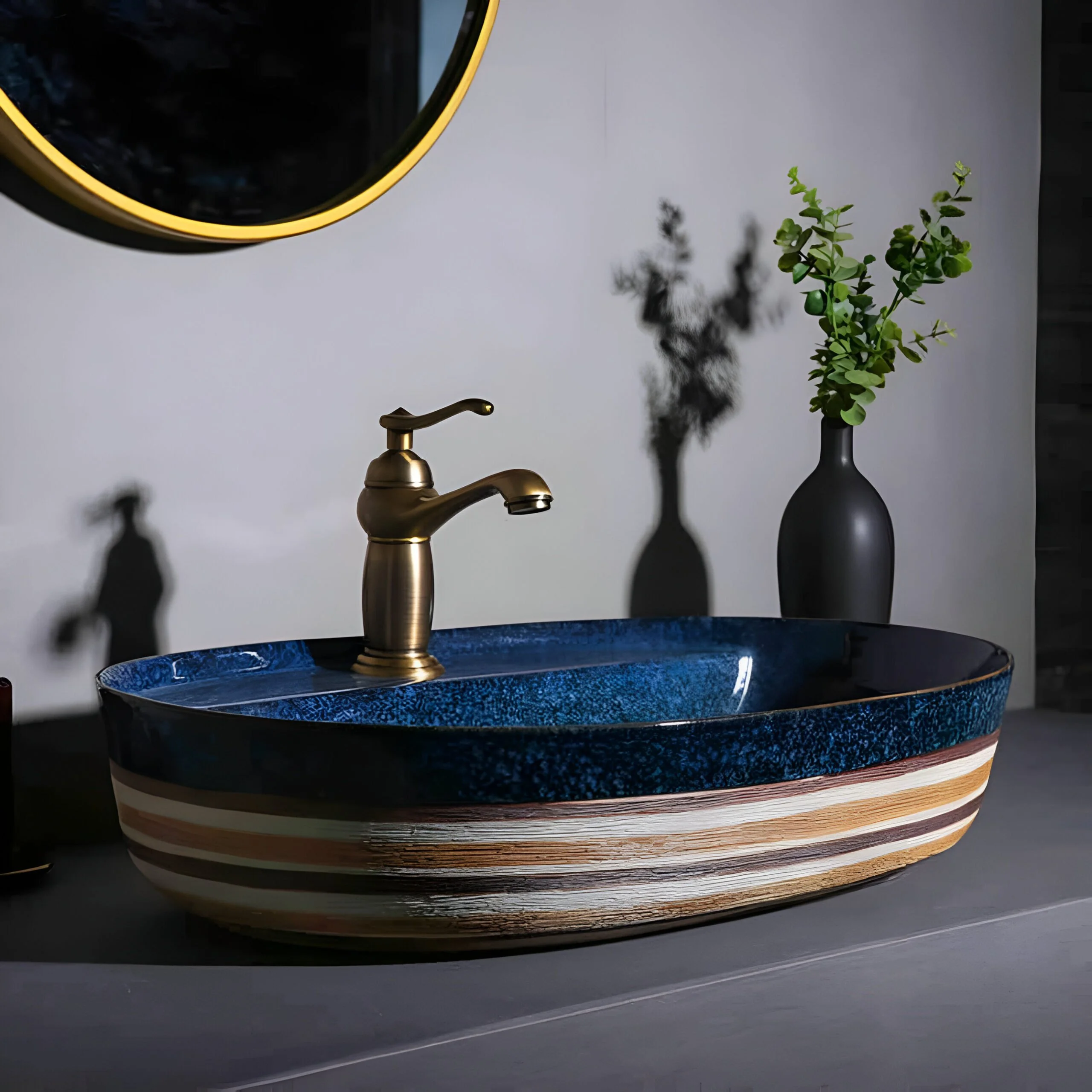 Elegant Oval Ceramic Bathroom Vessel Sink