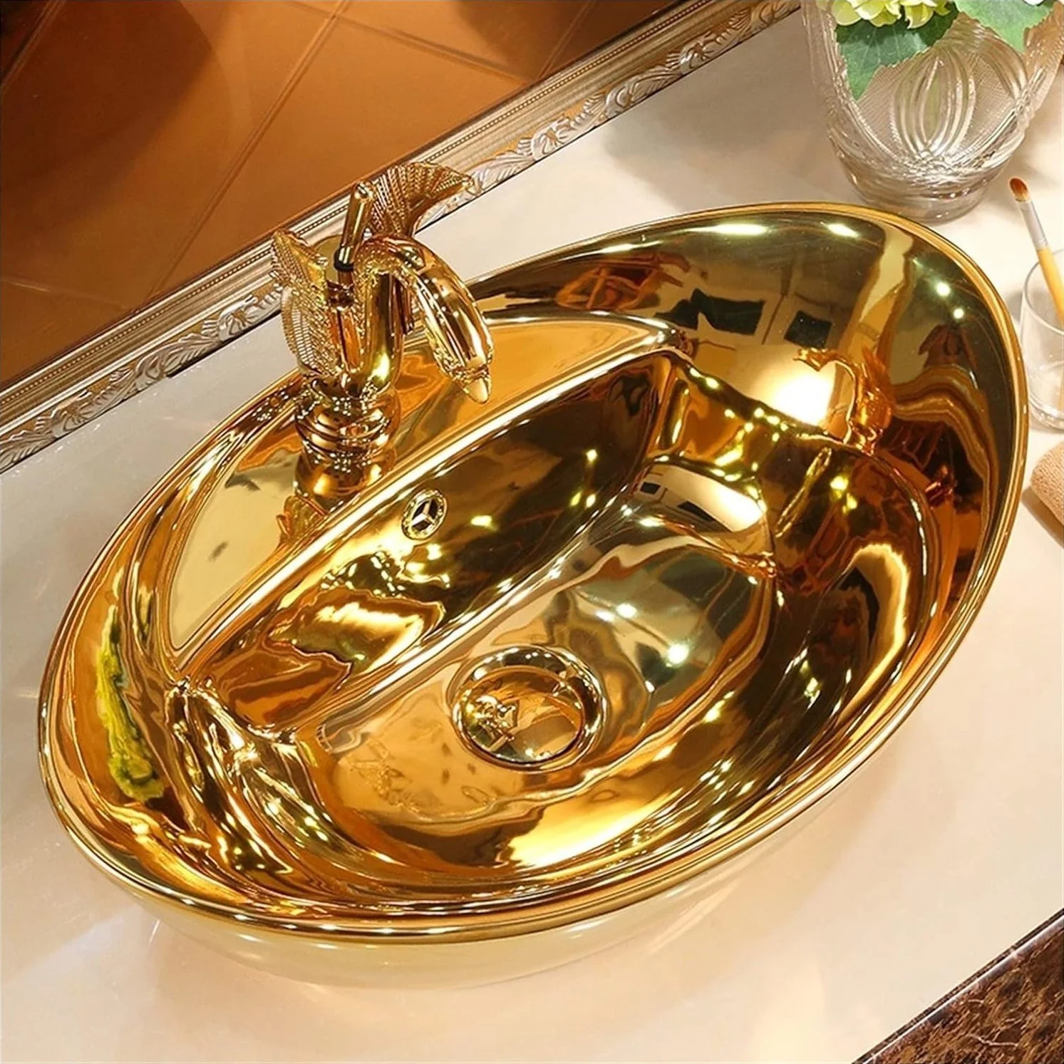 Luxury Gold Ceramic Bathroom Sink