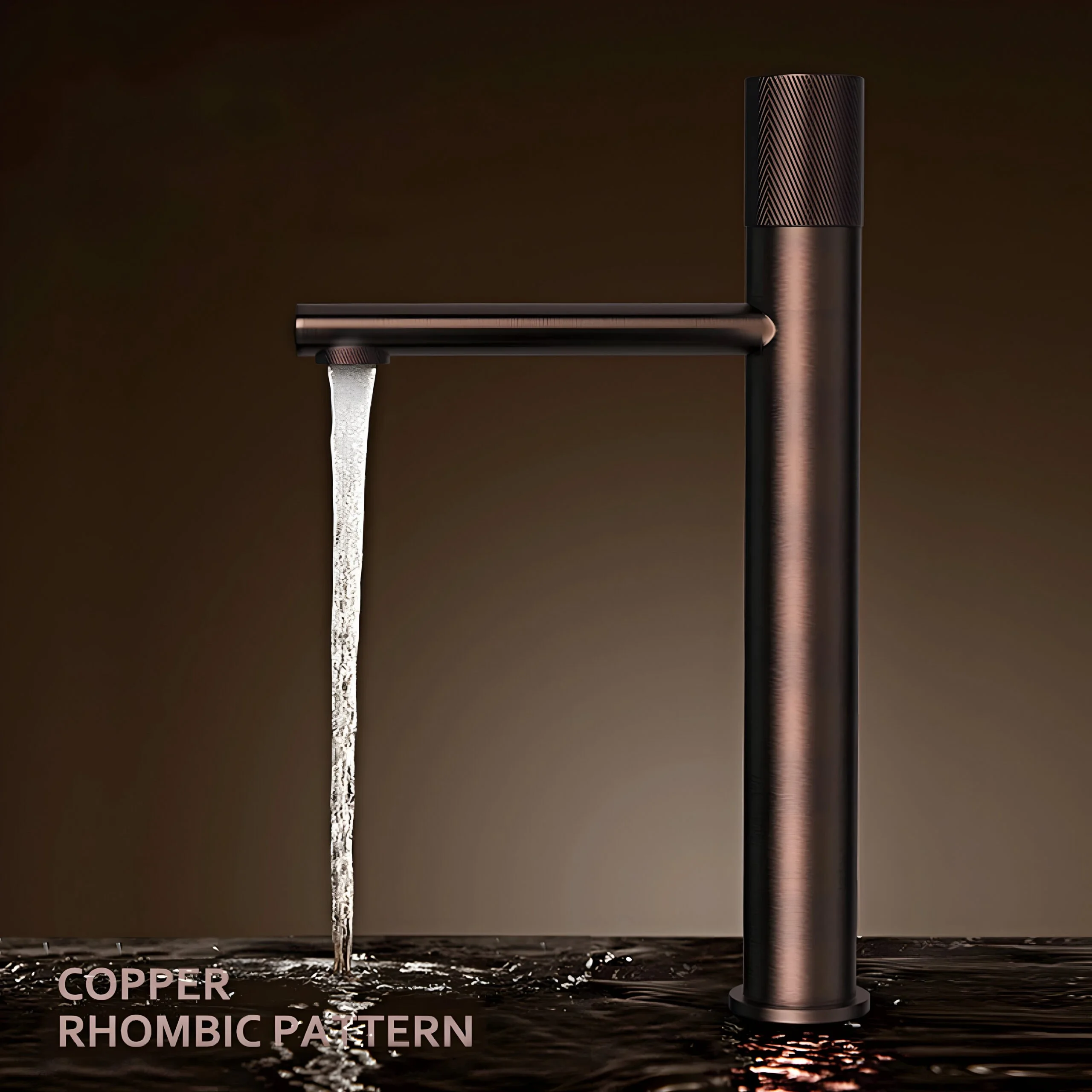 Brass Black Bathroom Basin Faucet with Diamond Single Handle, Hot & Cold Control