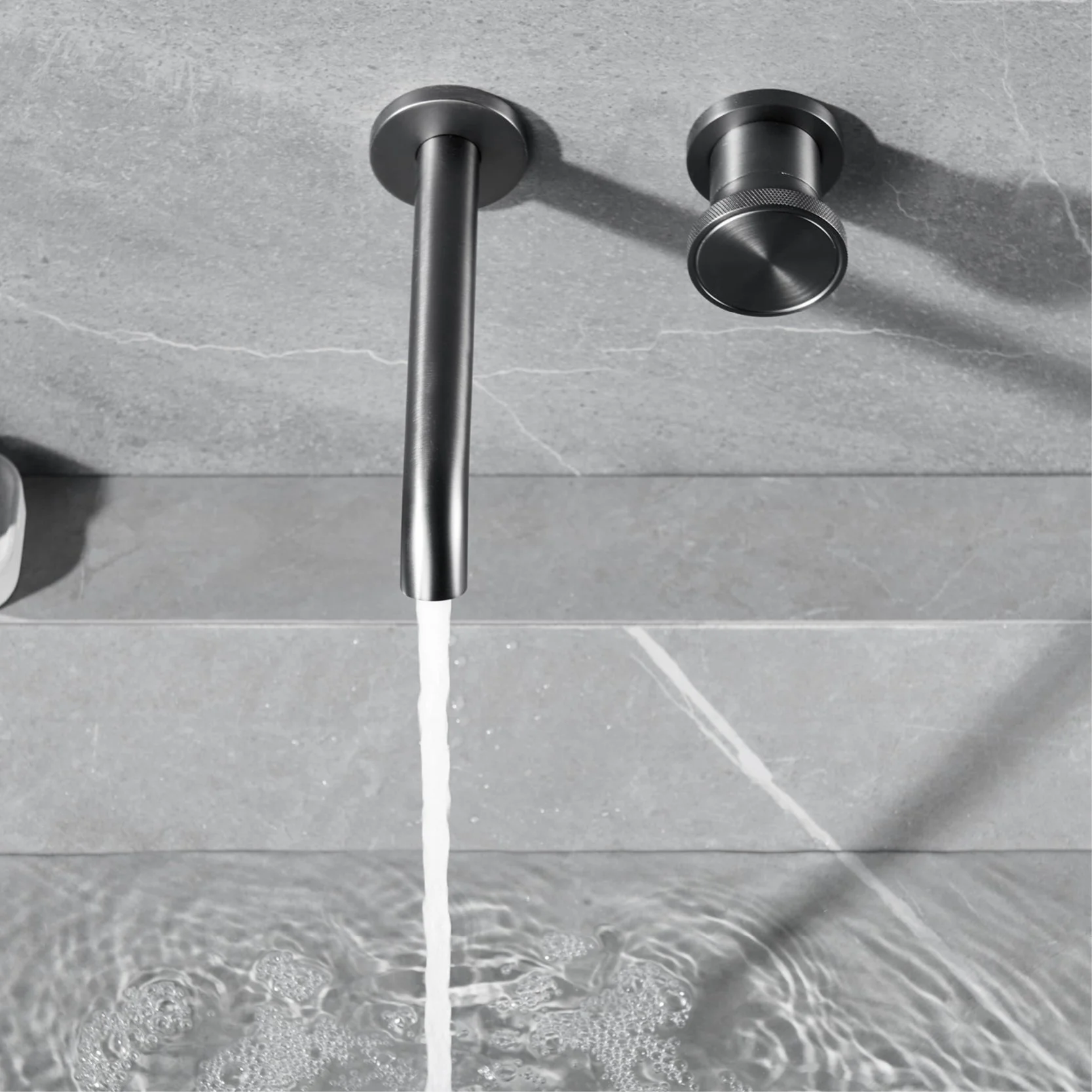 Luxury Black Brass Wall Mounted Bathroom Faucet with Single Handle Basin Mixer
