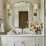 Gold Asymmetrical Bathroom Mirror – Antique Brass Wall Mirror