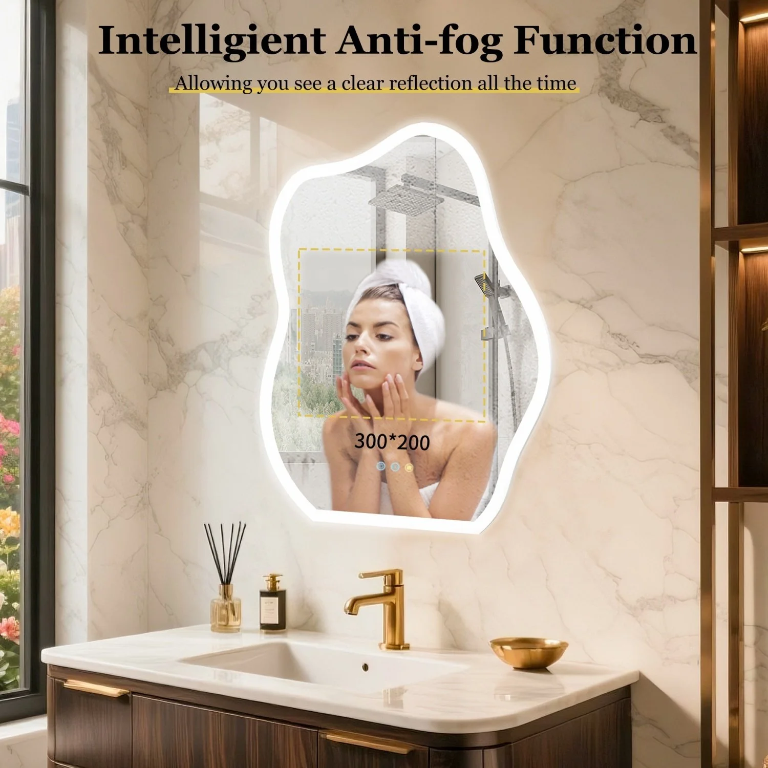 Irregular LED Bathroom Mirror - Dimmable Backlit Vanity Mirror