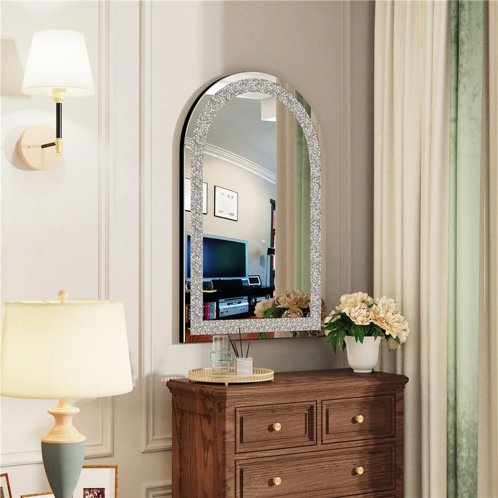 Crystal Diamond Silver Wall Mirror