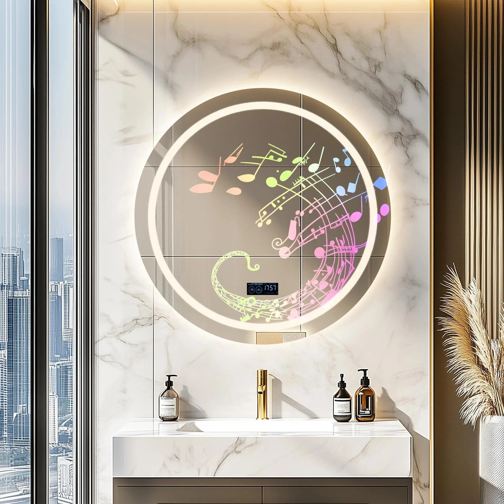 LED Bathroom Mirror with Lights, Bluetooth Speaker & Anti-Fog