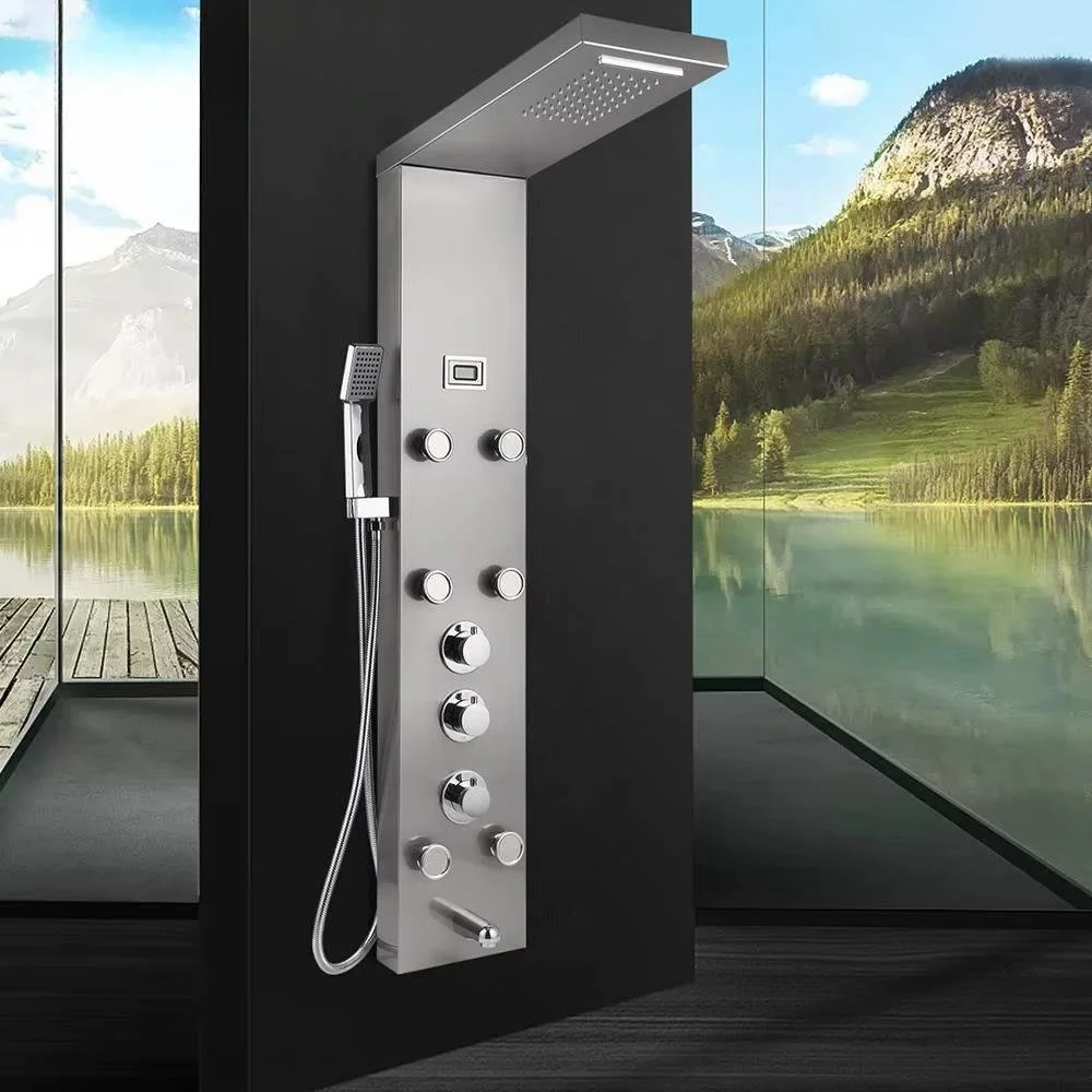 Luxury Digital Display Shower Panel with Rainfall & Body Massage Jets
