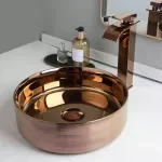 Elegant Oval Ceramic Vessel Sink with Waterfall Faucet and Drain Set
