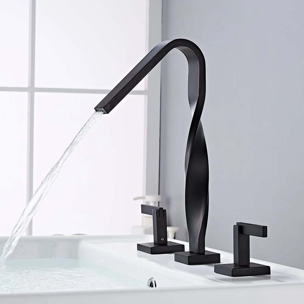 Gold Bathroom Faucet 8" Widespread with Pop Up Drain & Lines