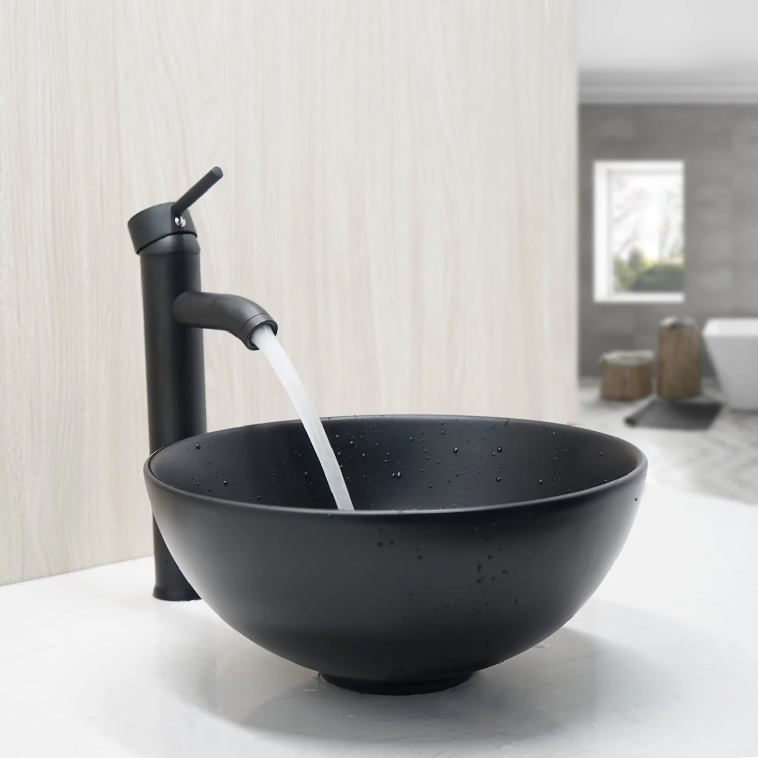 Luxury Tempered Glass Bathroom Sink and Chrome Faucet Set