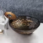 Luxury Hand-Painted Tempered Glass Basin with Chrome Faucet Set