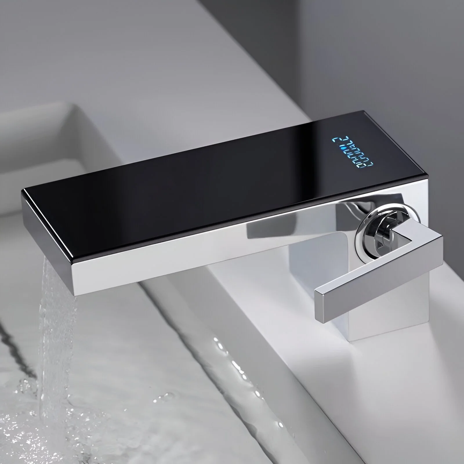 Digital Display Waterfall Bathroom Faucet – Hot & Cold Single Lever Mixer Tap