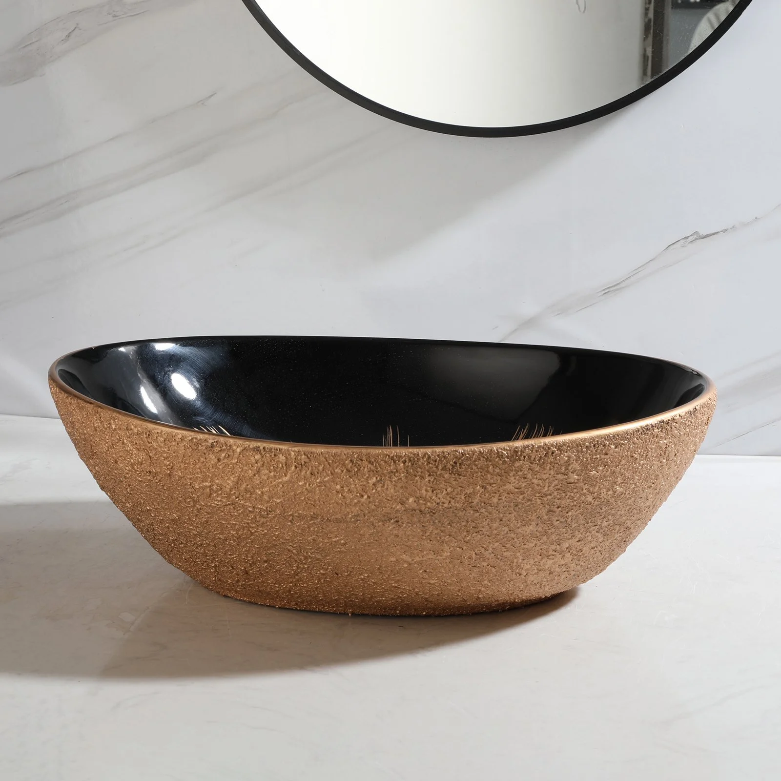 Elegant Hand-Painted Oval Ceramic Basin - Luxury Bathroom Sink