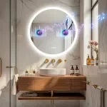 32'' Round Dimmable LED Bathroom Mirror with Bluetooth, Defog & 3 Light Modes