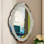 Elegant Arch Wall Mirror with Crushed Diamonds – 23.6x31.5” Sparkle Accent Mirror