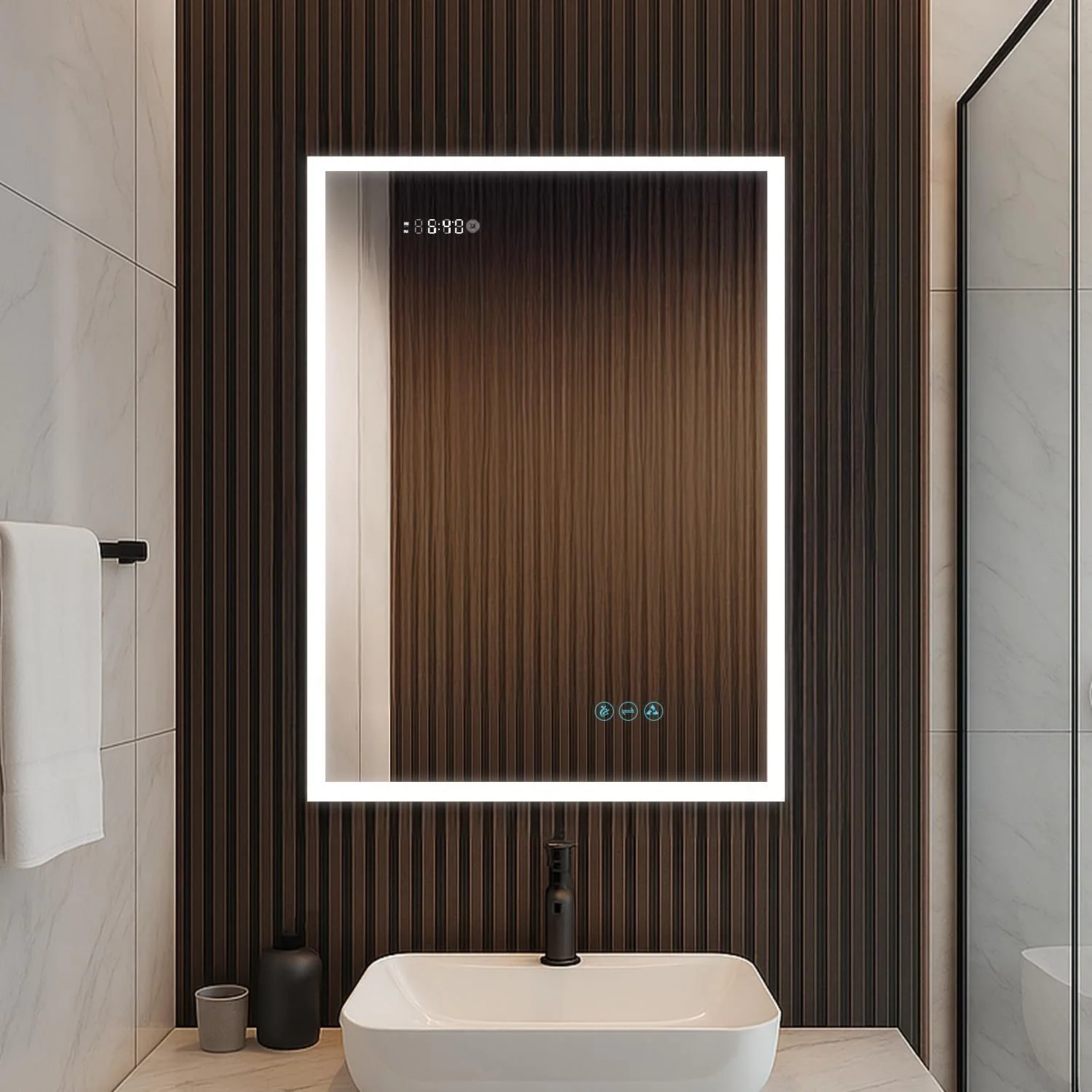 24x32 Inch LED Lighted Bathroom Medicine Cabinet with Mirror & Defogger