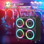 Portable Dual 8-inch Bluetooth Speaker System with Pull Rod and Wireless Mics