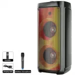 High-Power Dual 8" Bluetooth Party Speaker with RGB Flame Lights & Wireless Mic