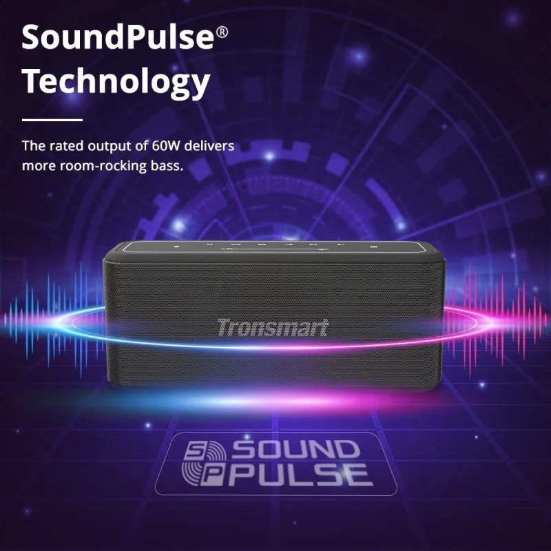 60W Portable Bluetooth Speaker with Enhanced Bass