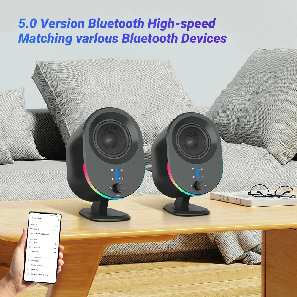 20W RGB Gaming Computer Speaker with Bluetooth, USB & AUX Inputs