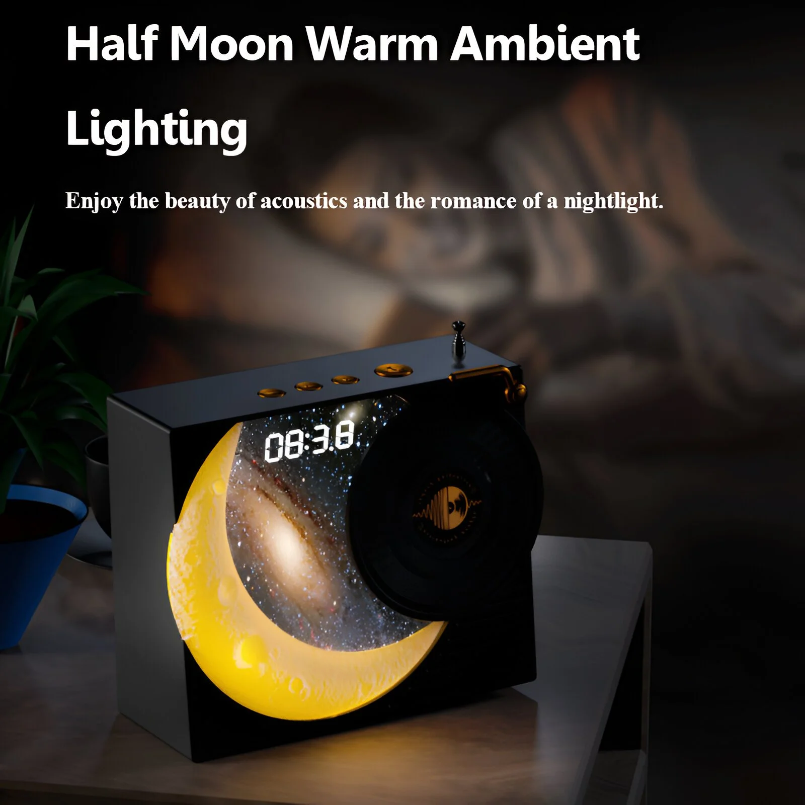 Portable Vintage Bluetooth Speaker with 360° Surround Sound & Ambient LED Light