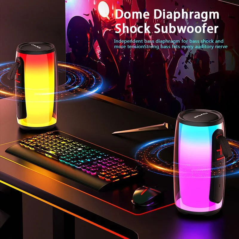 Portable RGB Bluetooth 5.3 Speaker - HiFi TWS Wireless with 360° LED Lights