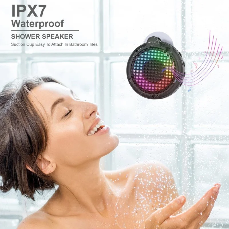 Waterproof Portable Bluetooth Speaker with RGB Light, FM Radio & TWS Pairing