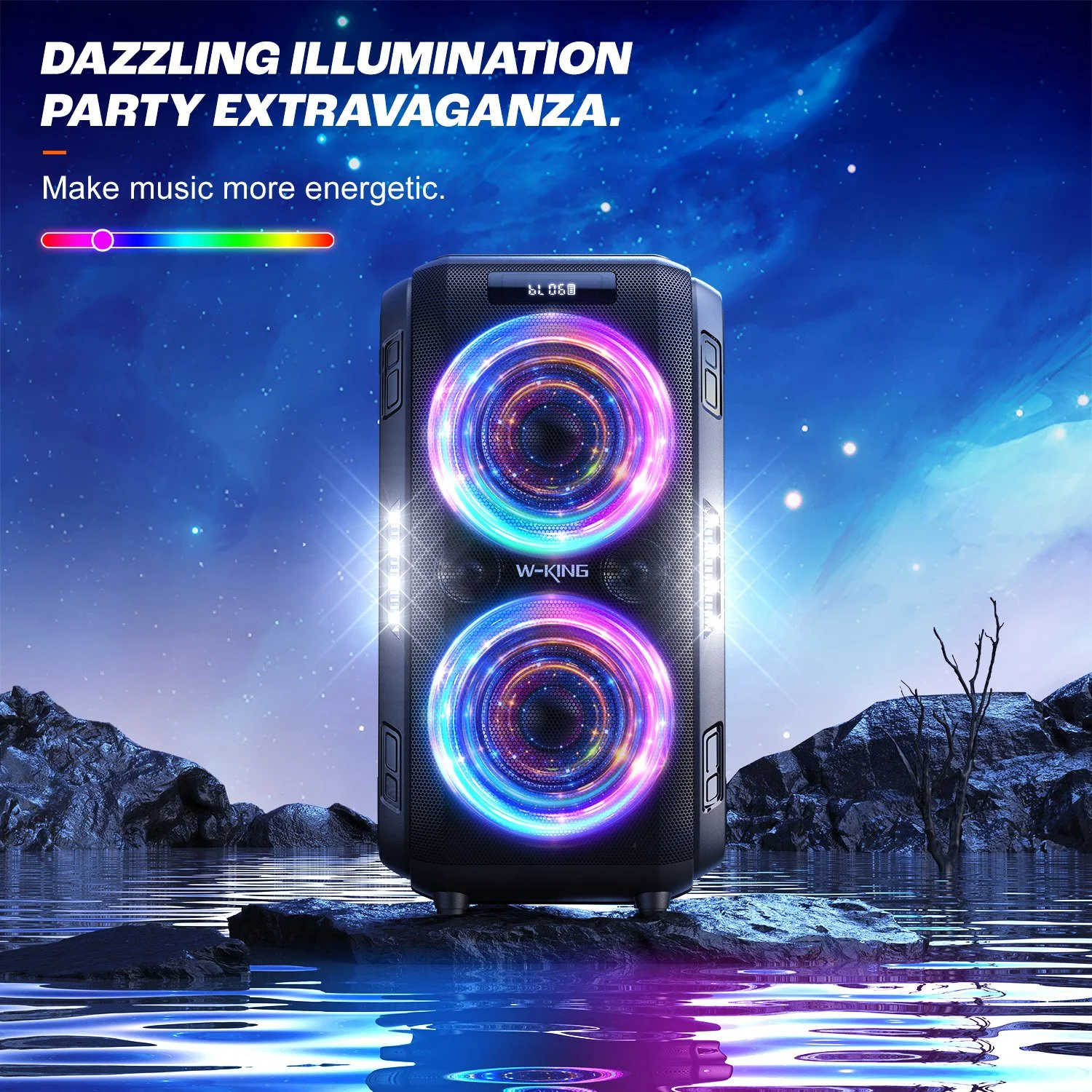 250W Peak Bluetooth Party Speaker with Custom Bass and 120dB Sound