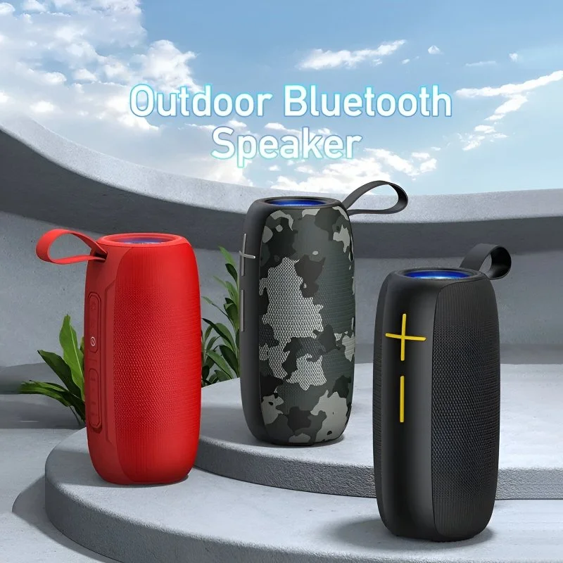 Portable Bluetooth Speaker with LED Lights, 10W Power, Waterproof, HiFi Sound