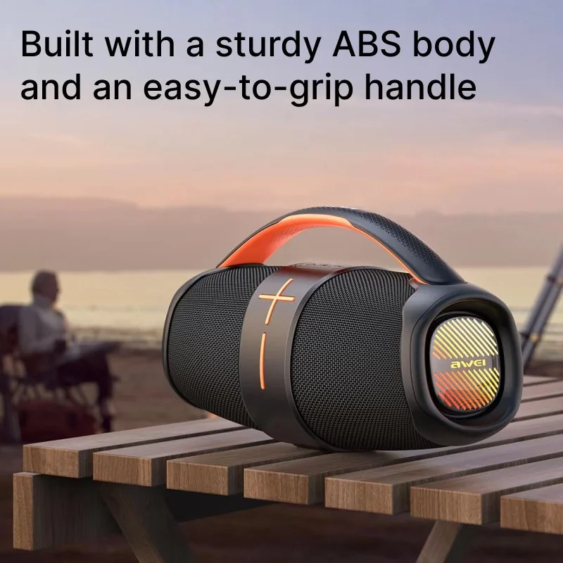 Portable Bluetooth Speaker with LED Lights, IPX5 Waterproof, TWS Stereo Sound