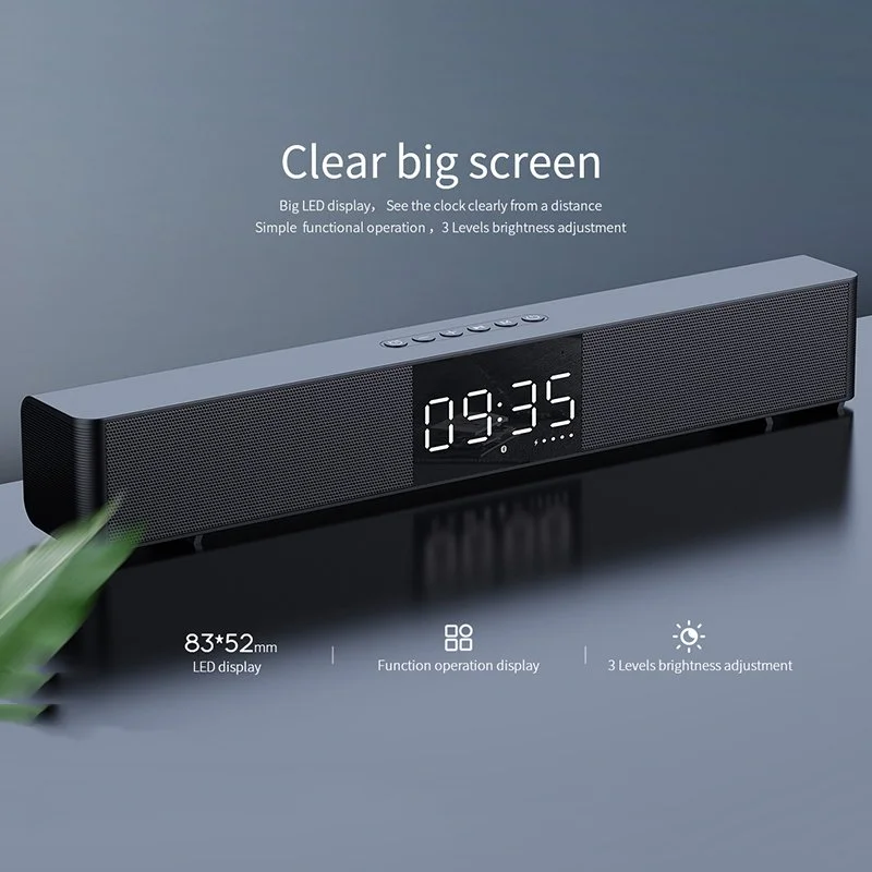 Wireless Stereo Soundbar with Big Display, Bluetooth 5.0, and TWS Support