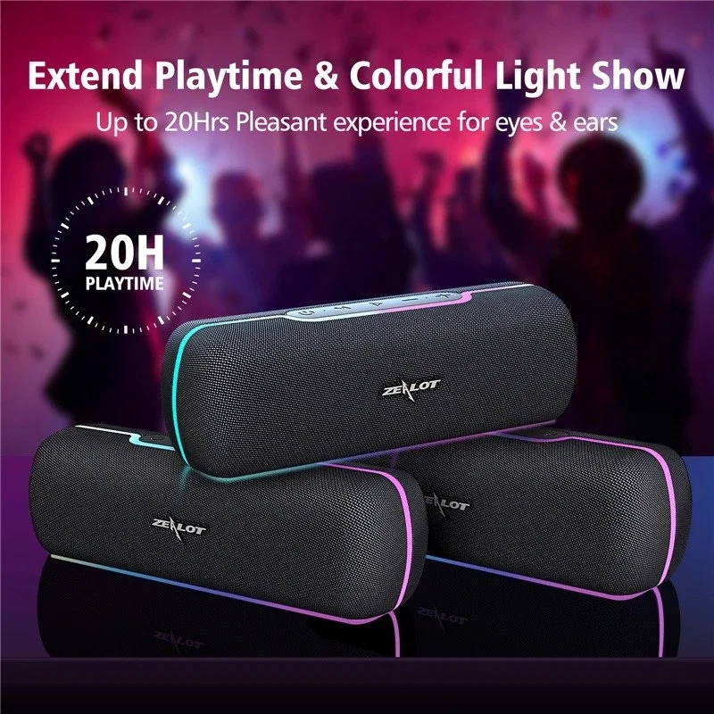 Portable Bluetooth Speaker with 3D Stereo Sound and TWS Support