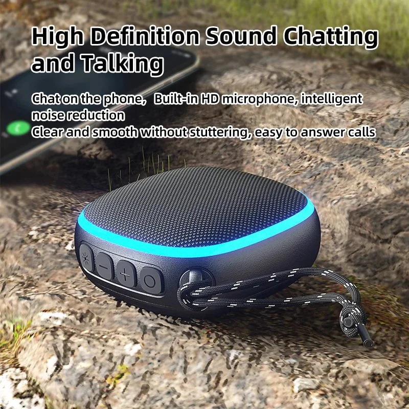 6W Mini Portable Bluetooth Speaker with RGB Lights and Magnetic Base