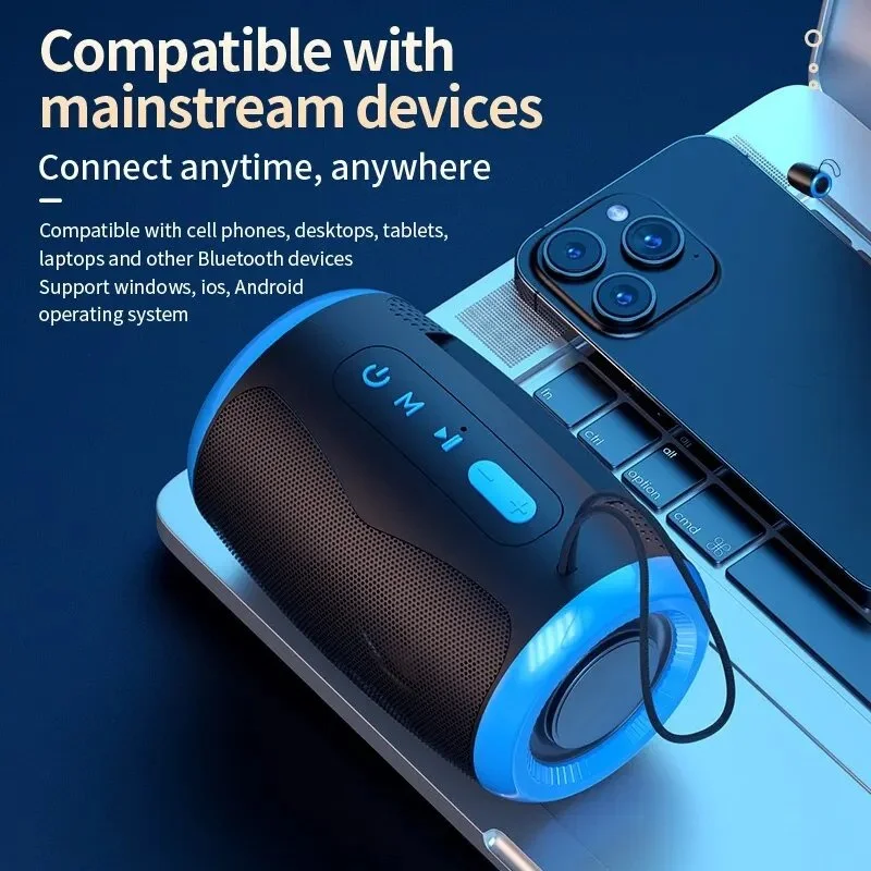 Portable Bluetooth Speaker with FM Radio, Waterproof, and USB Support
