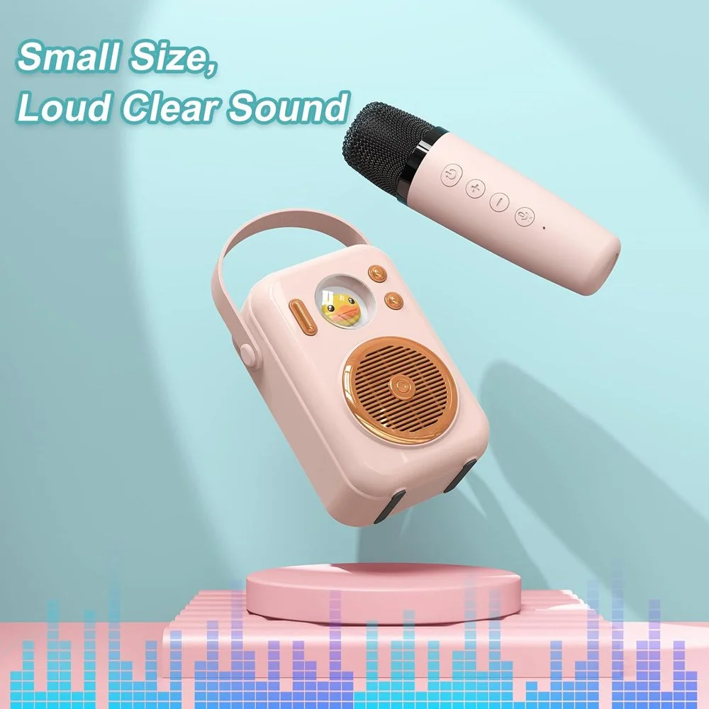Portable Mini Karaoke Speaker System with Bluetooth and Wireless Microphones