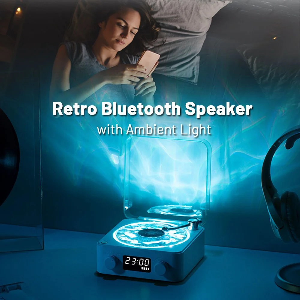 Portable Retro Bluetooth Speaker with White Noise and RGB Ambient Light