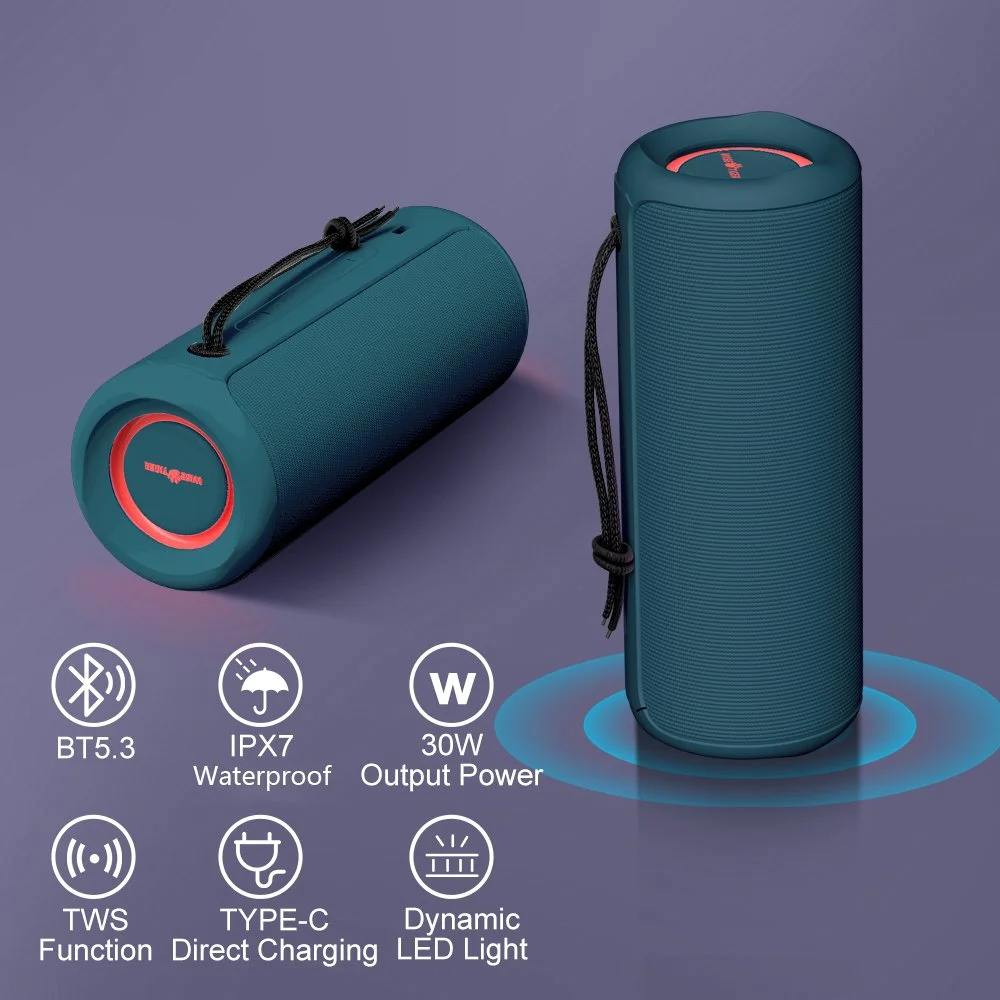 30W Waterproof Bluetooth Speaker - Outdoor Portable Stereo with Bass Boost