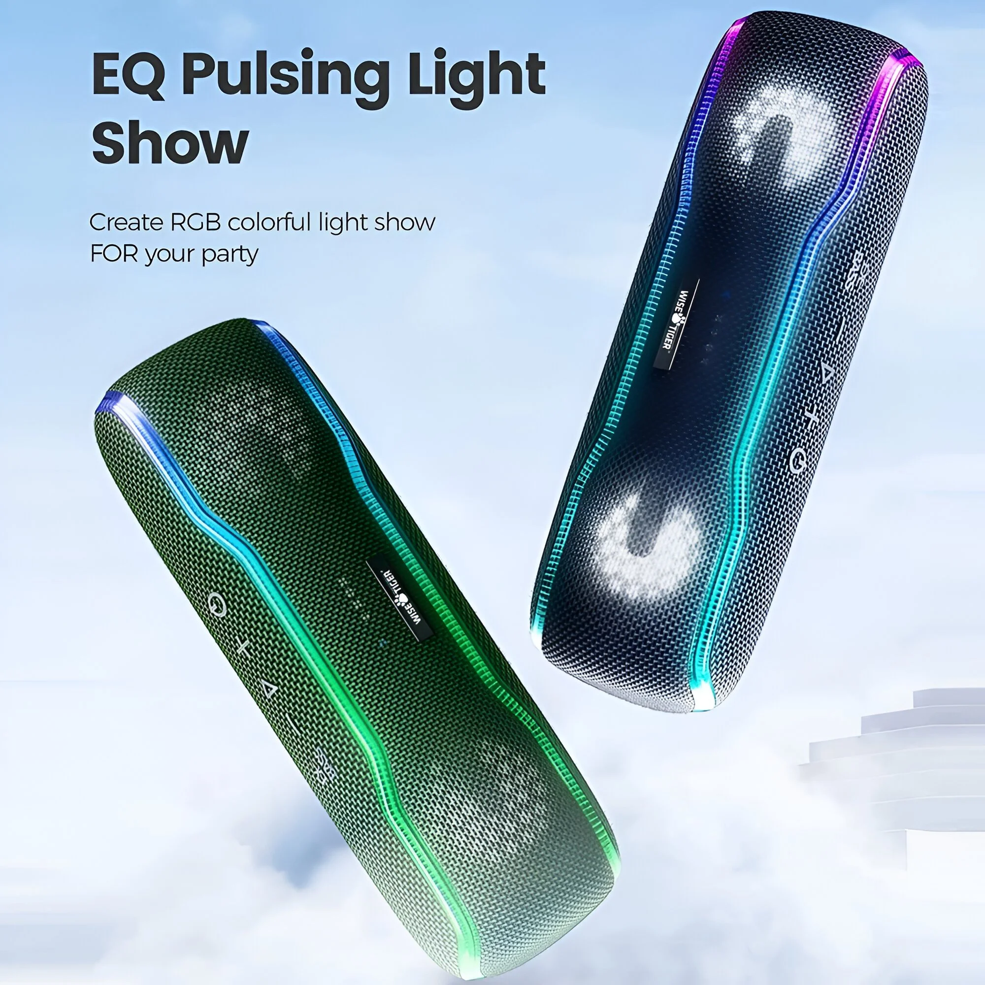 Portable Bluetooth Speaker with 25W Stereo Sound, IPX7 Waterproof, LED Light Show