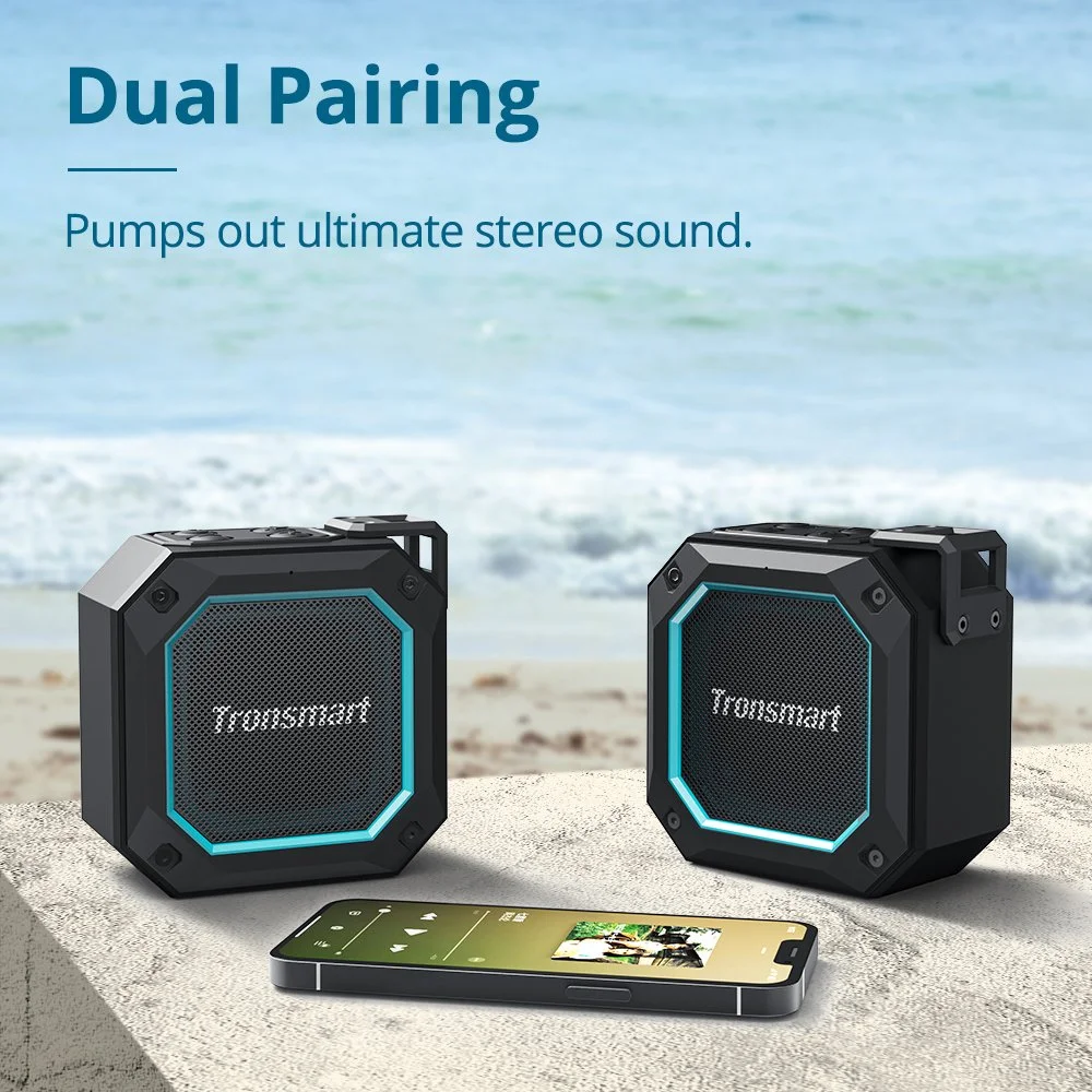 Portable Bluetooth Speaker with IPX7 Waterproof, True Wireless Stereo & LED Lights