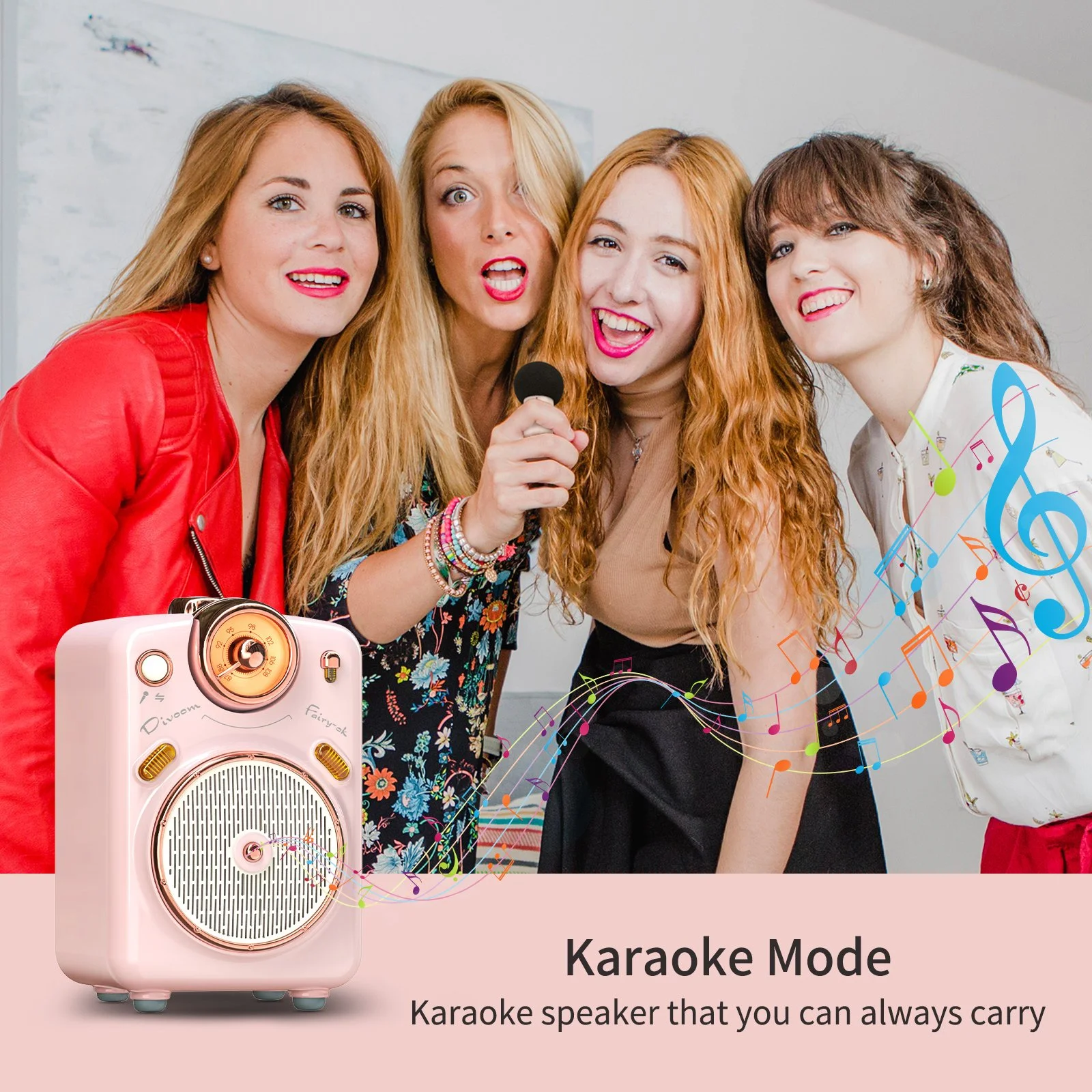 Fairy-OK Portable Bluetooth Speaker with Karaoke, FM Radio & Voice Change
