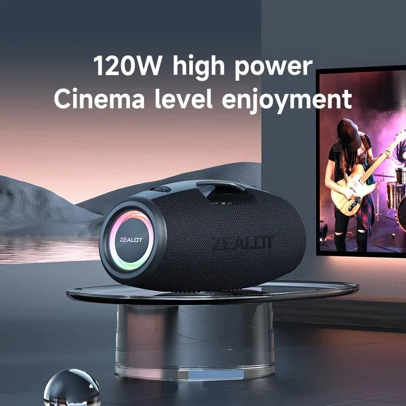 120W Portable Bluetooth Speaker with Deep Bass, LED Lights & Power Bank
