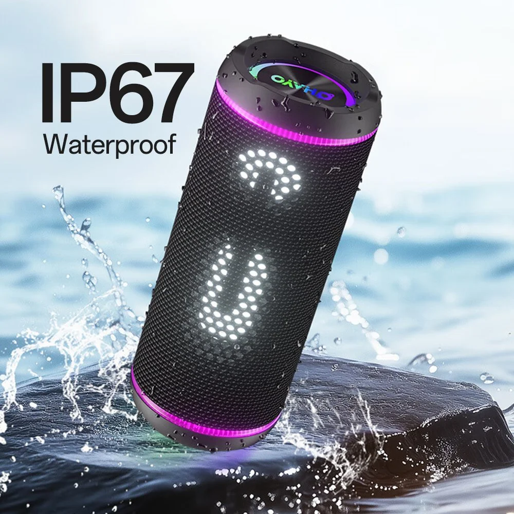 Outdoor Waterproof Bluetooth Speaker with LED Lights, 50W Sound, Deep Bass, TWS