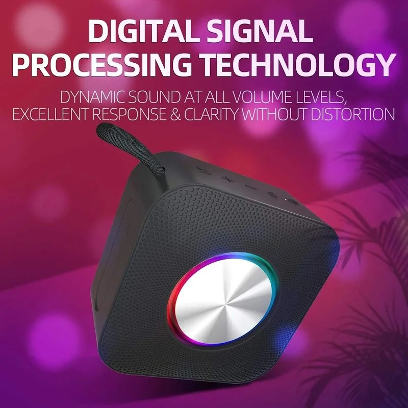 Portable Waterproof Bluetooth Speaker with TWS Pairing and LED RGB Lights