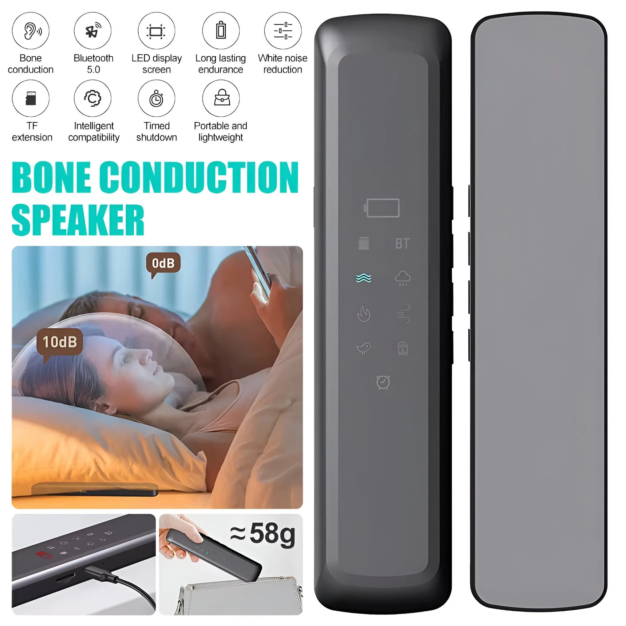 Bluetooth Bone Conduction Pillow Speaker – Wireless Sleep Sound Box with Timer