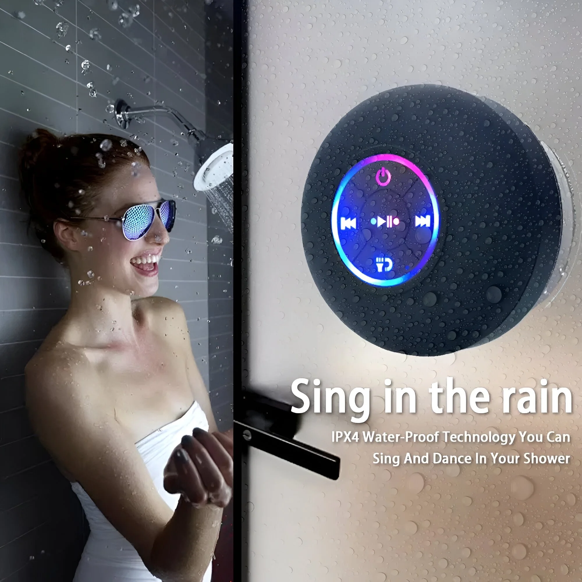 Portable Wireless Bluetooth Speaker with Suction Cup & Waterproof Design