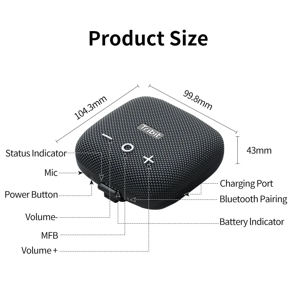 Portable Waterproof Bluetooth Speaker with Deep Bass & Built-in Powerbank