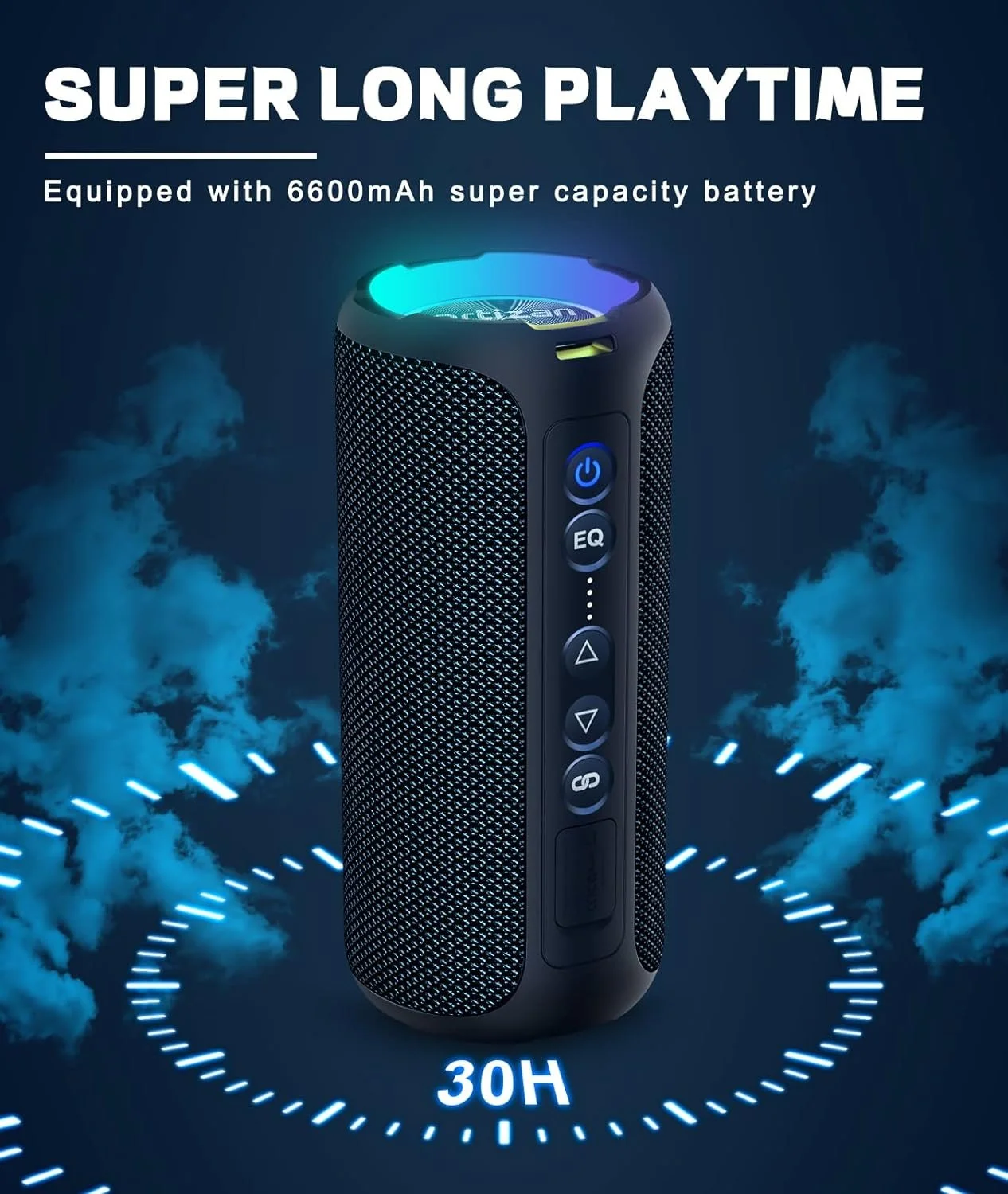 40W Portable Bluetooth Speaker with Deep Bass, IPX7 Waterproof & 30H Playtime